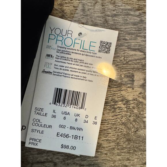 Gottex Nautical Lace-Up Black White Tankini Top Sz 6 Elegant Coastal Swimsuit - Picture 4 of 4